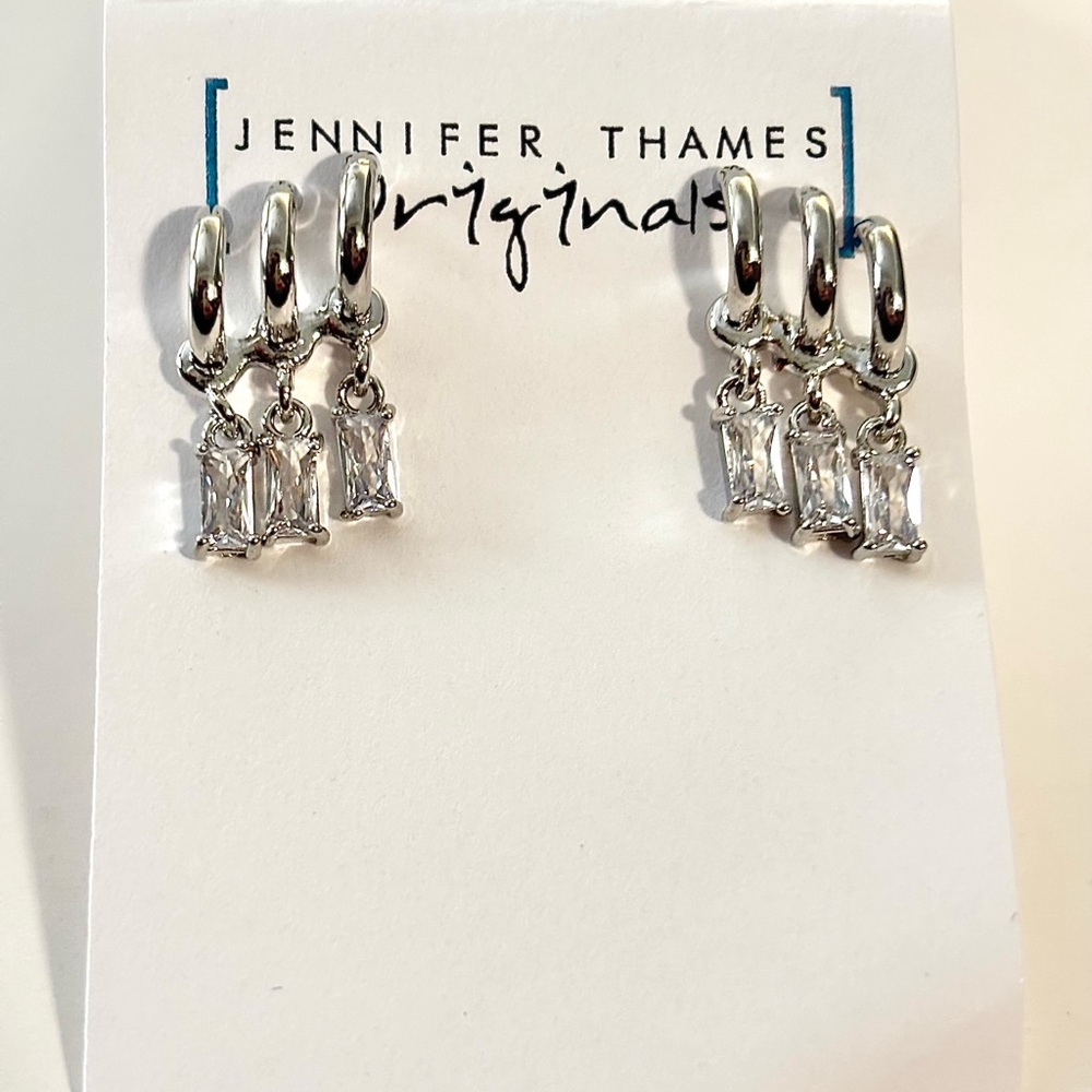 18K White Gold Filled Crawler Diamond Drop Earrings by Mississippi Artisan - Picture 2 of 4